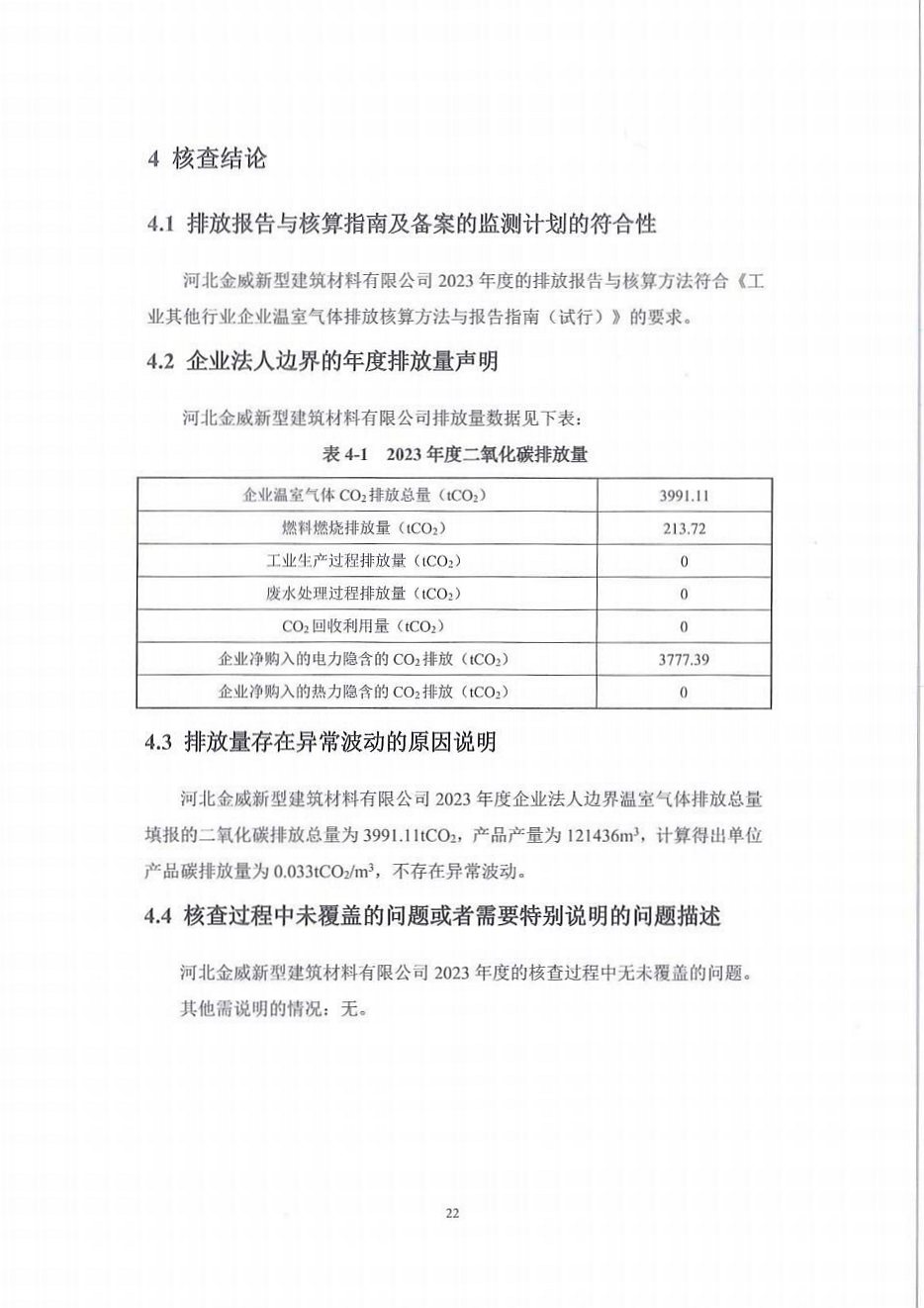 河北XK星空体育新型建筑材料有限公司2023年度温室气体排放核查报告